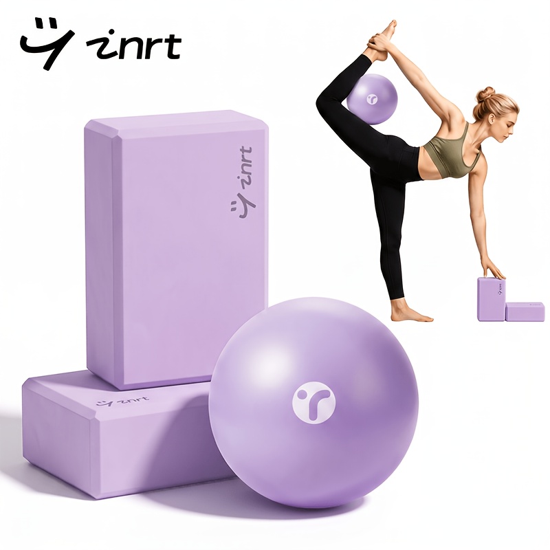 4pcs Non-Slip High-Density Foam Yoga Block And Pilates Ball Set - 2pcs Suitable for Home Gym, Core Workouts, Balance Tra