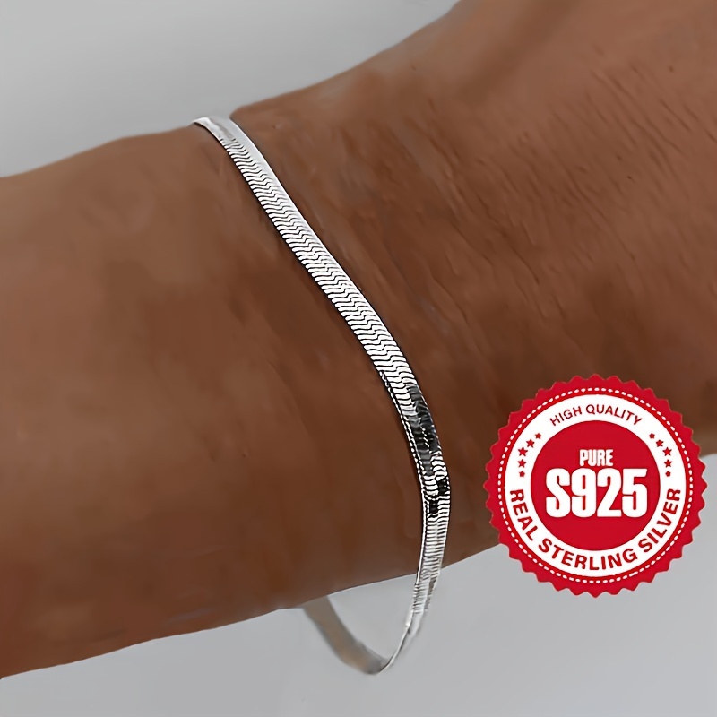 

S925 Silver Low-allergy Women' Bracelet, Vintage Unisex Style, Perfect Gift For Valentine's Day And Day, , 3.3g