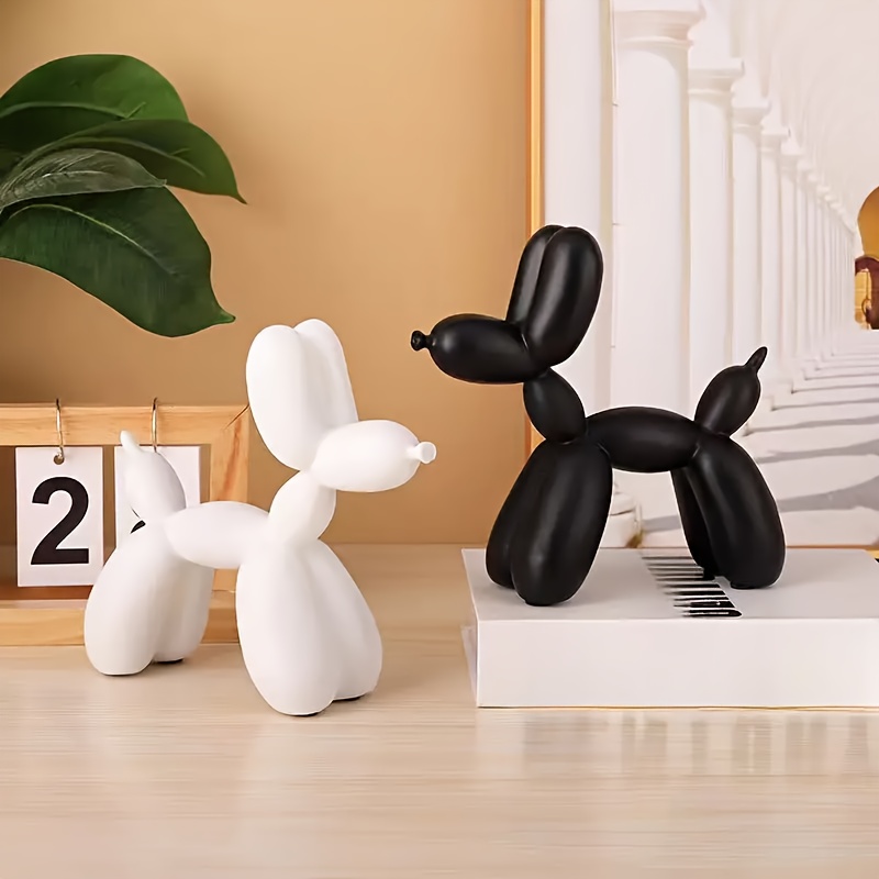 Image of 2pcs Balloon Dog Statue Set, Suitable For Living Room, Tv Cabinet, Office Desk, Bookshelf Decorations, Resin Art Craft, Collectible Holiday Ornament For Christmas And More
