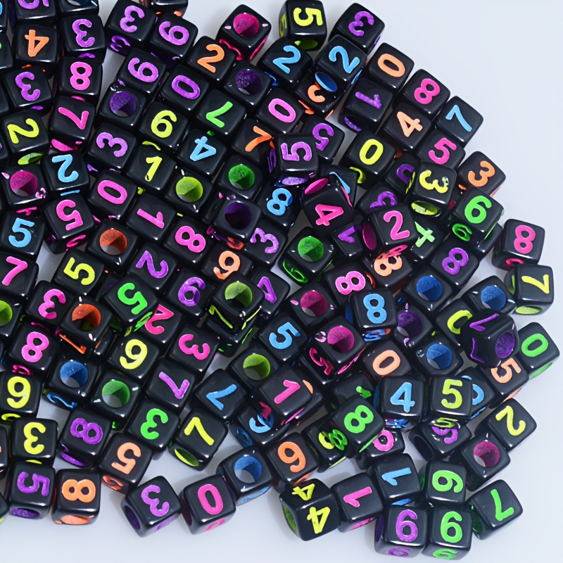 100pcs Acrylic Numbered Dice Beads Rainbow Decorative Beads 6x6mm
