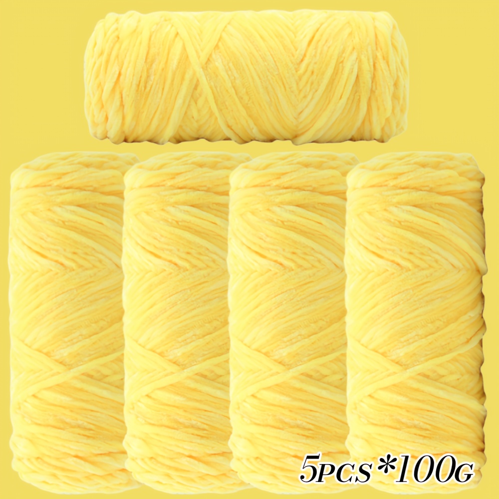 TEMU Lot de 5 fils en chenille, 500 g - Fil en velours peluche ultra-doux pour crocheter des couvertures et des bonnets | Fil de loisirs créatifs DIY
