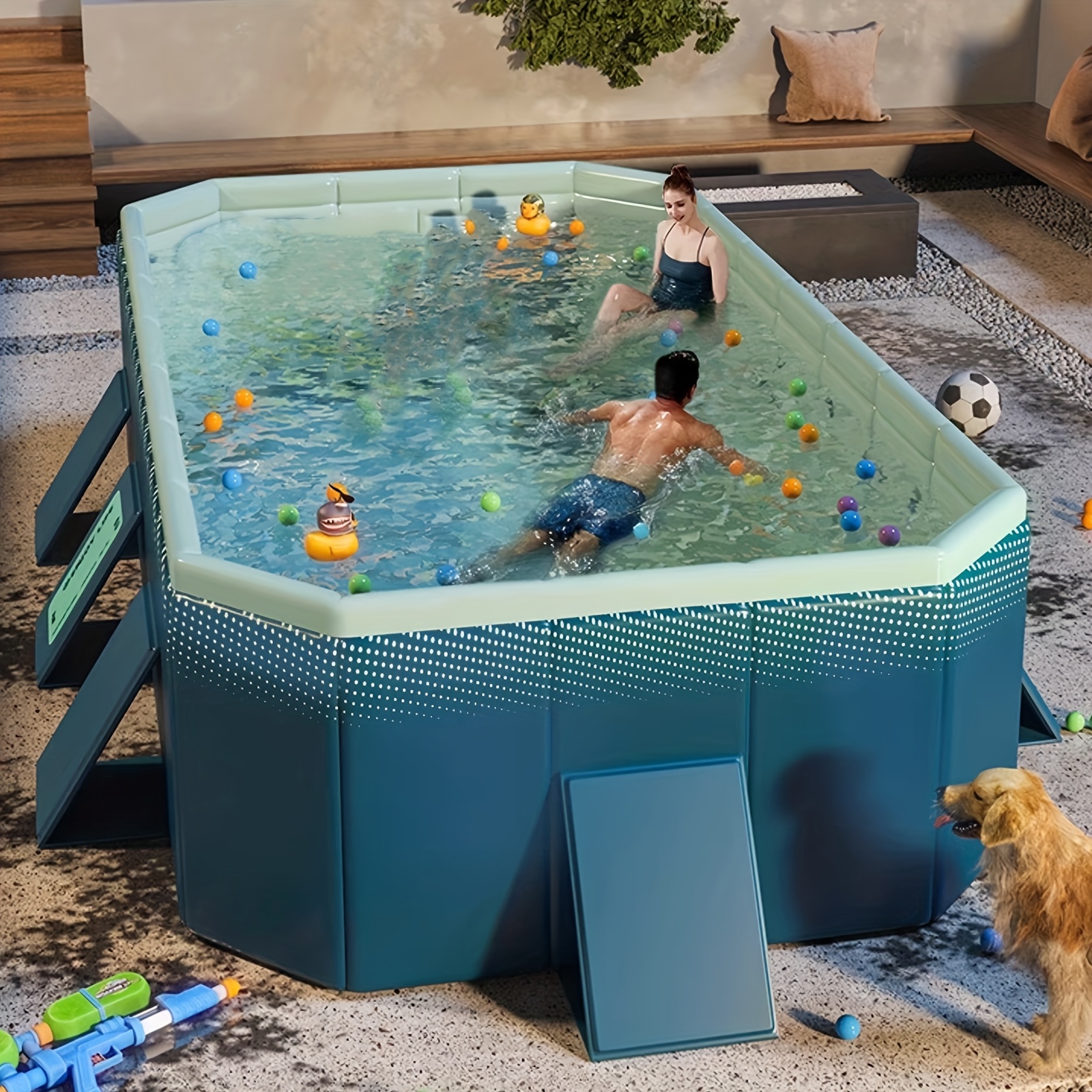 no installation no inflatable adult pool summer swimming pool thickened wear resistant outdoor foldable play adult swimming pool