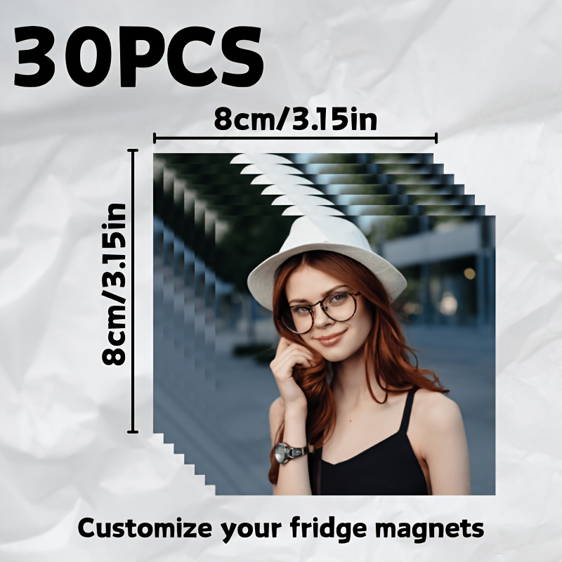 TEMU Custom Photo Fridge Magnets Suitable For & Business - Personalized Photo Frames With Pvc Magnets, Square Holders For Refrigerator Display,