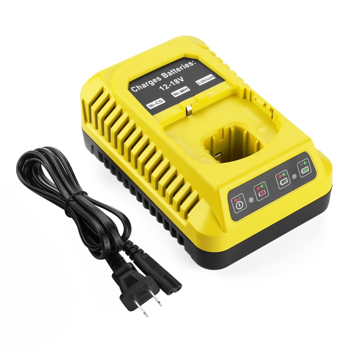 TEMU Chargeur de remplacement pour chargeur de batterie Ryobi, pour chargeur de batterie Ryobi 18V, fonctionne avec 12V-18V pour batteries Ryobi