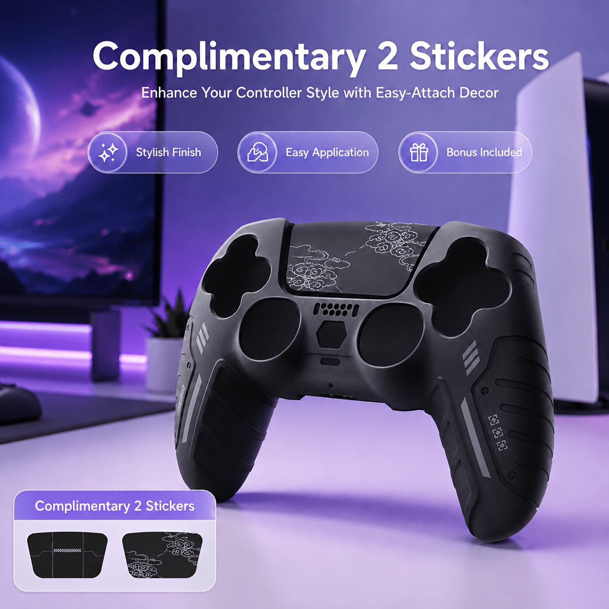 TEMU Suitable For , Silicone Material For Ps5 Controller Case, Complimentary 2 Touchpad Stickers, 3 Colors From