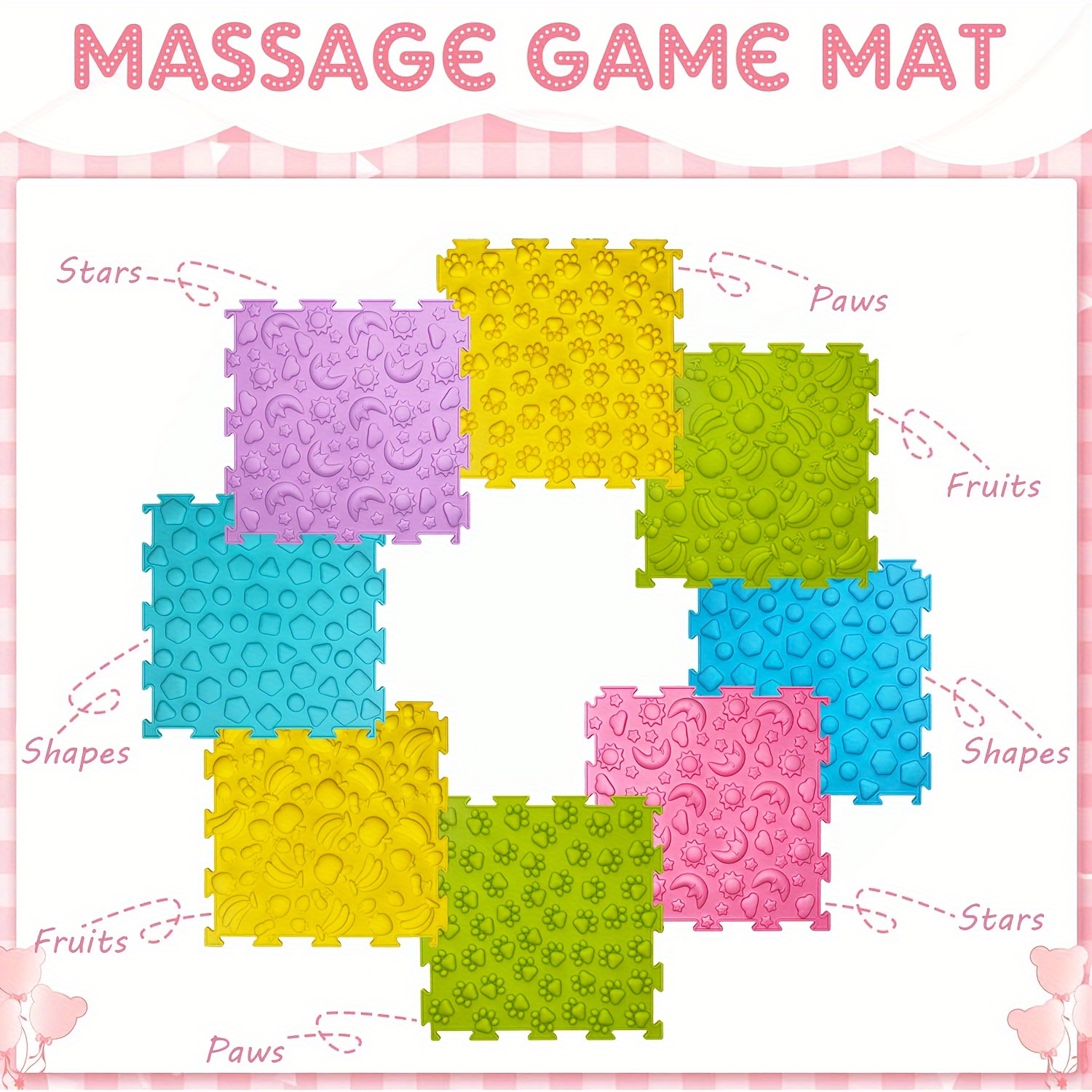 8pcs sensory mat sensory tiles puzzle floor mat for kids sensory room items textured floor mats sensory puzzle rug carpet sensory floor tiles mat orthopedic floor mat massage sensory mats for autistic people silicone massage mat for children details 0