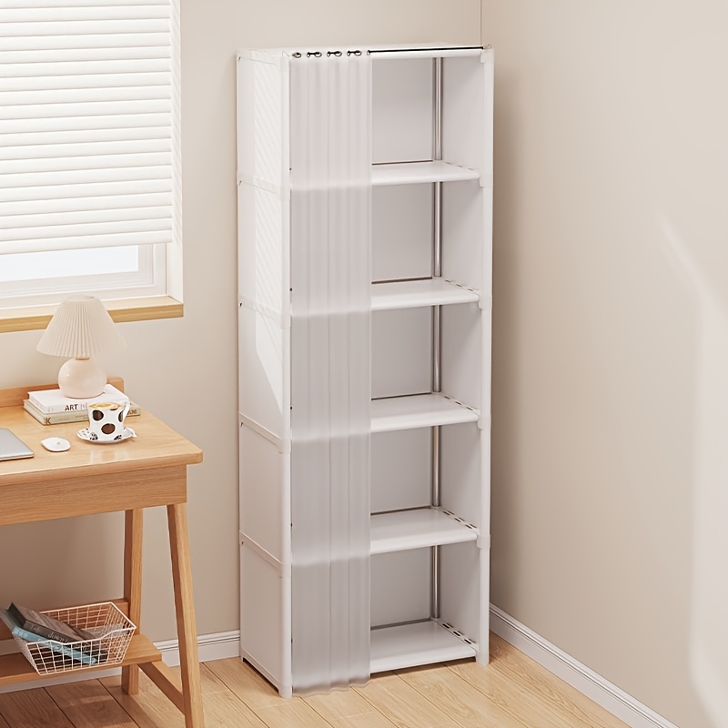 TEMU Avec son design de rideau et son espace de six étages, ce rayonnage à une seule rangée plus organisée, étagère sur pied.