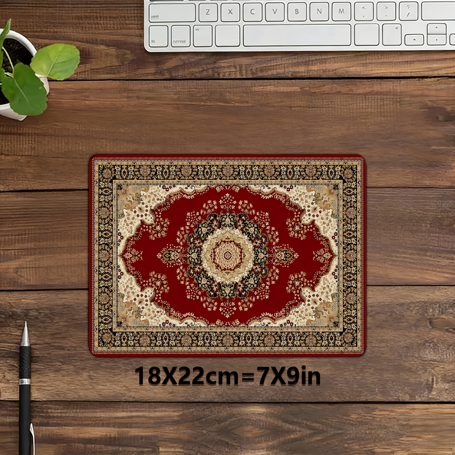 TEMU Small Size Anime Red Golden Persian Pattern Mouse Pad Gaming Mini Desk Mat, Wear-resistant Hd Printing, Non-slip Mini Desk Mat, Rubber Coaster