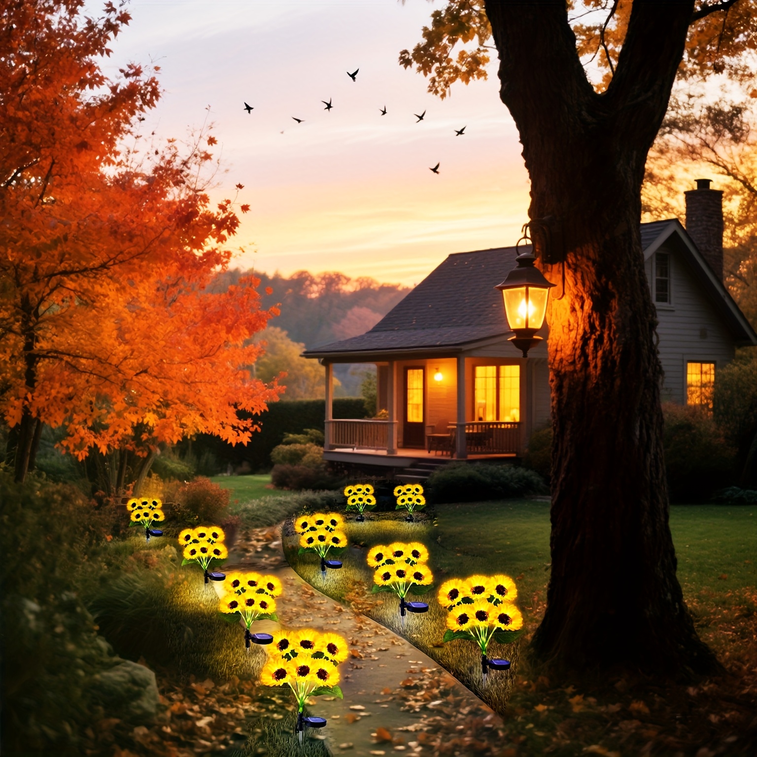 guirlande solaire de tournesols, lampe décorative avec 6 tournesols, détection dénergie lumineuse,   automatique/sous-  en  , cadeau pour   des mères et   des pères,   pour jardin ou pelouse Détails du produit 1