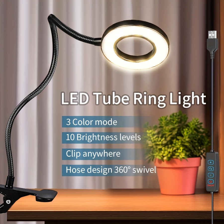 Image of Modern Usb Magnifying Desk Lamp, 5x Magnification, Adjustable Brightness, 3 Color , Usb Powered, Switch Control, Includes , For Manicure, Repair, Reading, Room Types