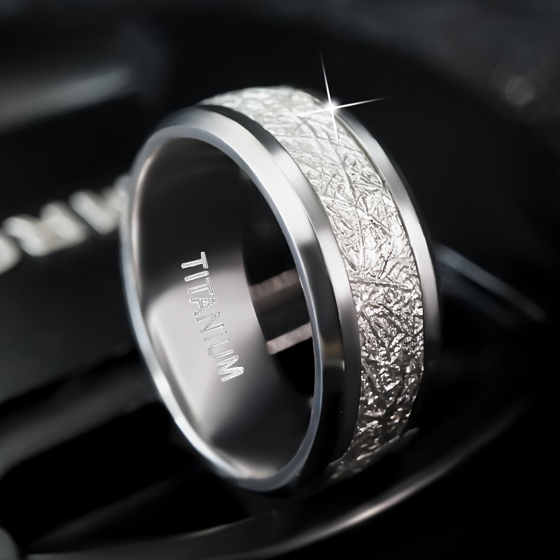 A Stylish Titanium Steel Ring Inlaid With Sequins, Durable And Scratch-resistant, Perfect For Business, Weddings, Engagements, And Anniversary Gifts, Suitable For Lovers, Fathers, , Without Battery