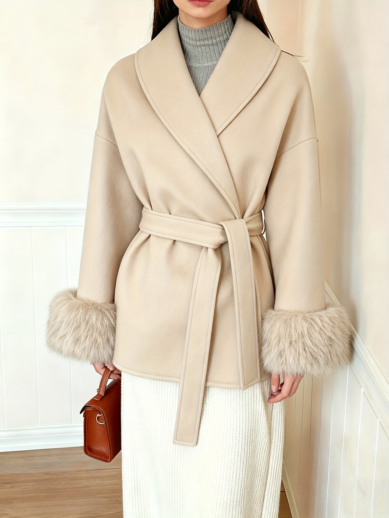 womens fashion elegant furry sleeve coat autumn winter womens clothing Product details 25