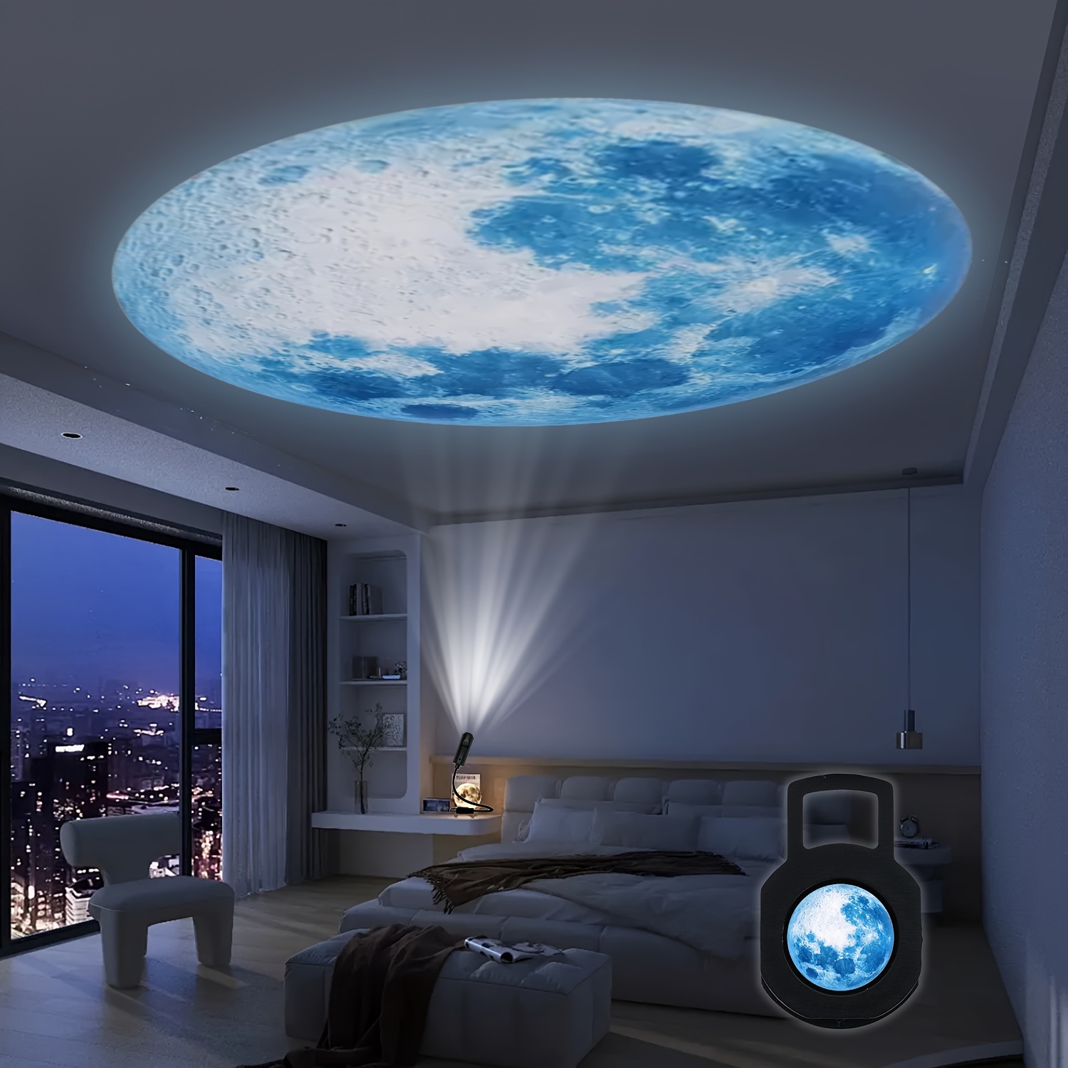 

Blue Moon Globe Projector, 360° Rotatable Adjustable Led Light, Lunar Atmosphere Projection Lamp, Usb Night Light For Home Decor, Bedroom, Living Room, Gift, Room Décor, Wall And Ceiling Embellishment