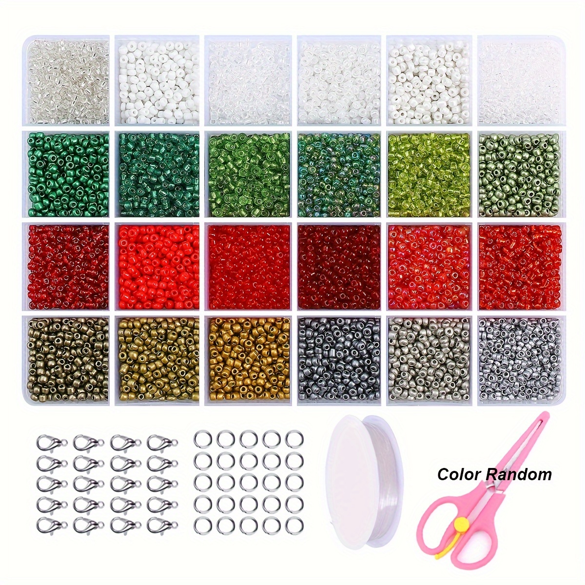 

12000pcs Glass Seed Beads For Jewelry Making - 3mm Assorted Christmas Beads Kit, Diy Crafting Supplies For , Holiday-themed Beaded Gift Ideas