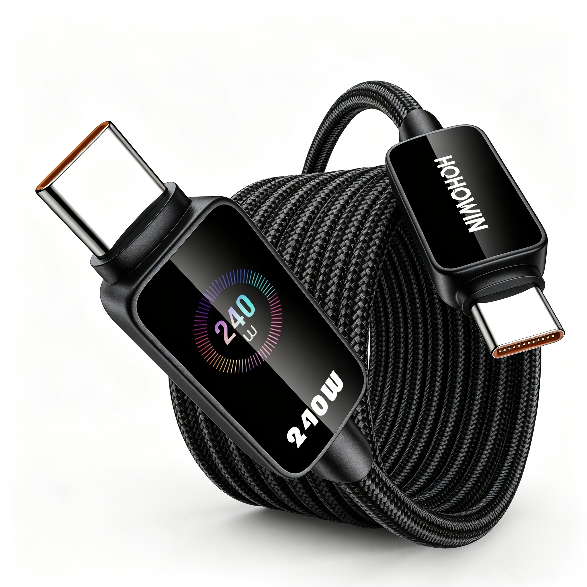 TEMU 240w Max Usb C To Usb C Fast Charging Cable, Nylon Braided Type C Fast Charge Cable For Iphone 17 16 15 Pro Air, For , For Macbook/ipad And More