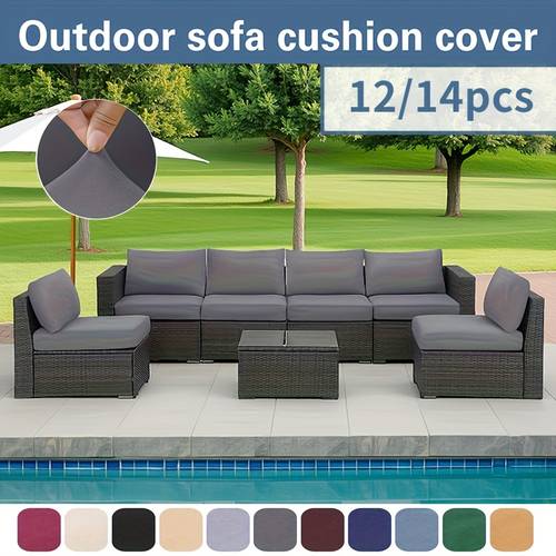 12 14pcs elastic outdoor sofa covers semi enclosed sofa covers outdoor courtyard sofa cushion covers and backrest covers