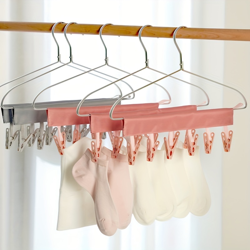 2pcs portable travel fabric clothes hanger multifunctional folding clothes clip sock underwear clip for hotel travel accessories drying rack details 11