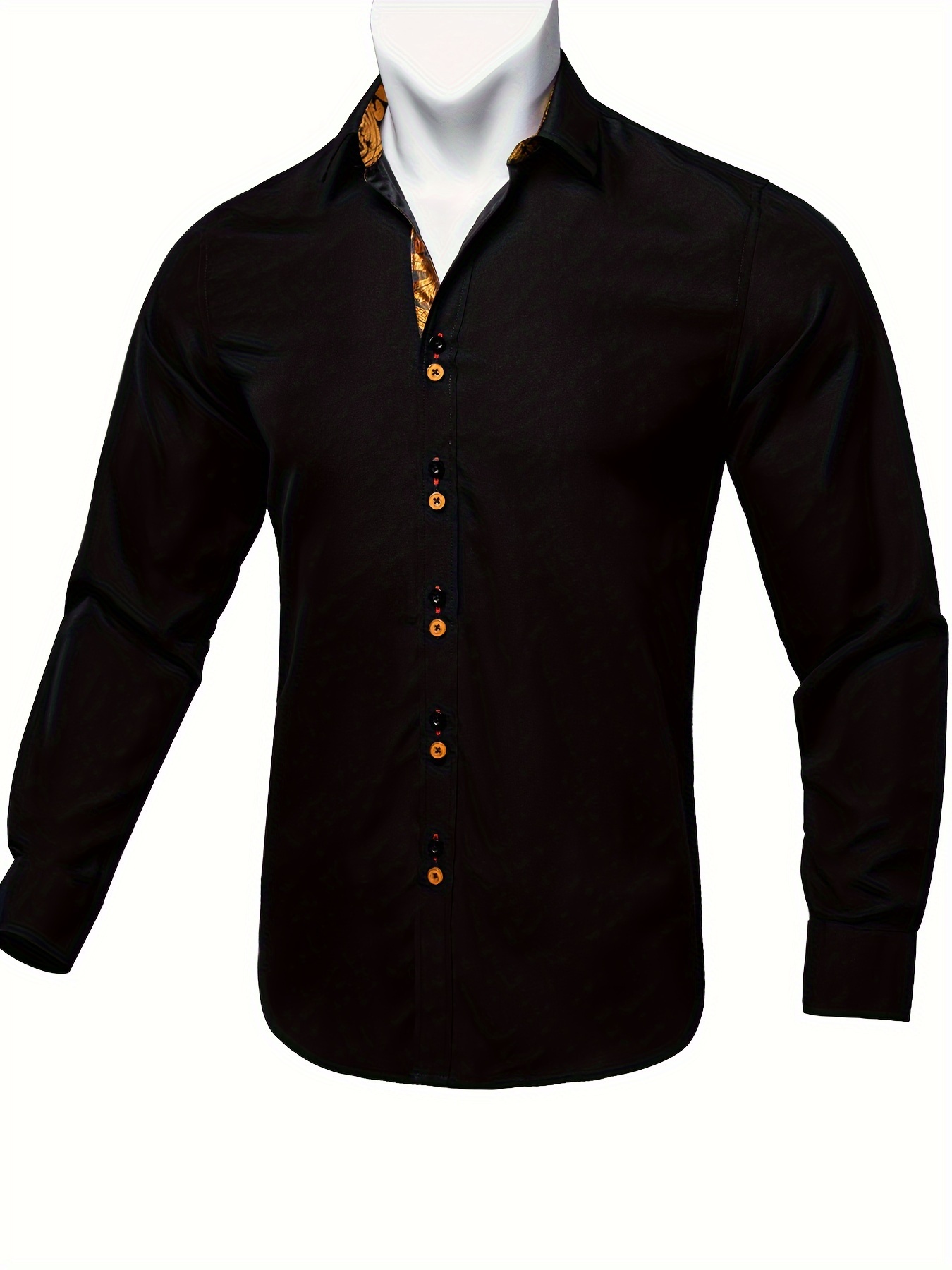 mens y shirt formal black casual soild shirts long sleeve