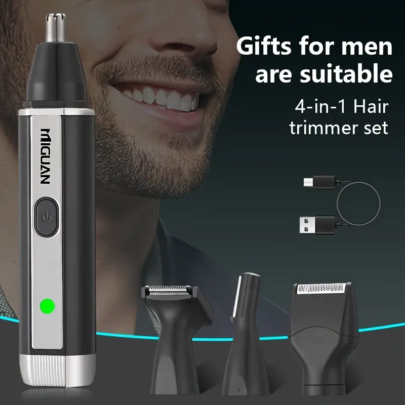 4 in 1 professional grooming kit usb rechargeable nose ear hair trimmer beard and eyebrow mens personal care tools Product details 6