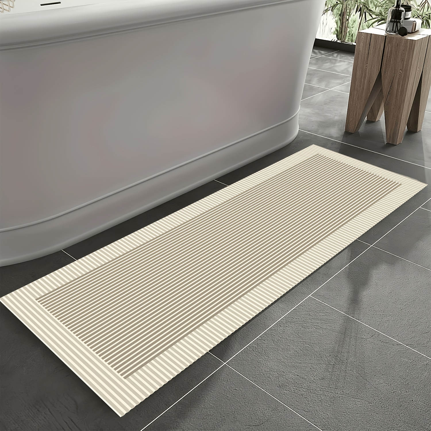 TEMU Tapete largo de estilo nórdico para cocina, tapete para cocina y baño, tapete antideslizante y absorbente de agua, tapete de secado rápido para