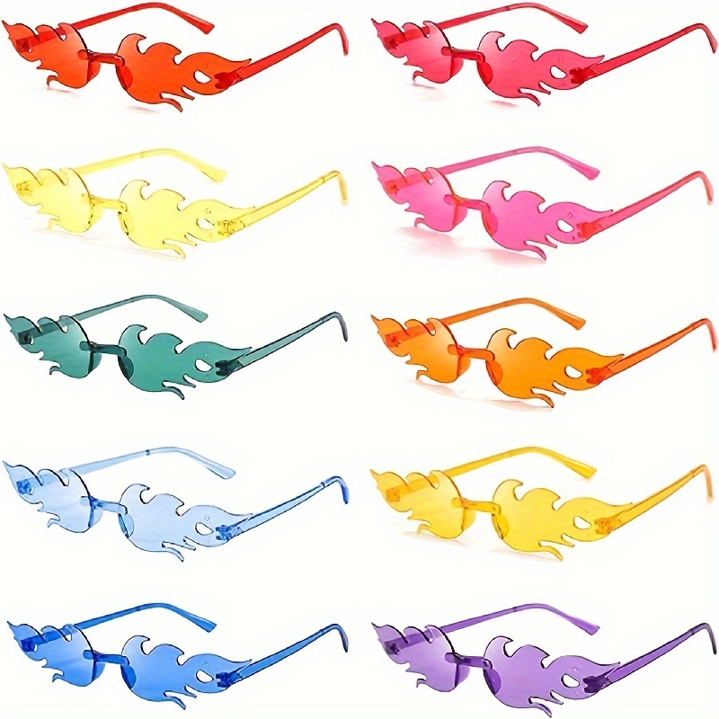 

10 Pcs Frameless Colored Flame-shaped Frameless Sunglasses Party Sunglasses For Ladies, Gentlemen's Party