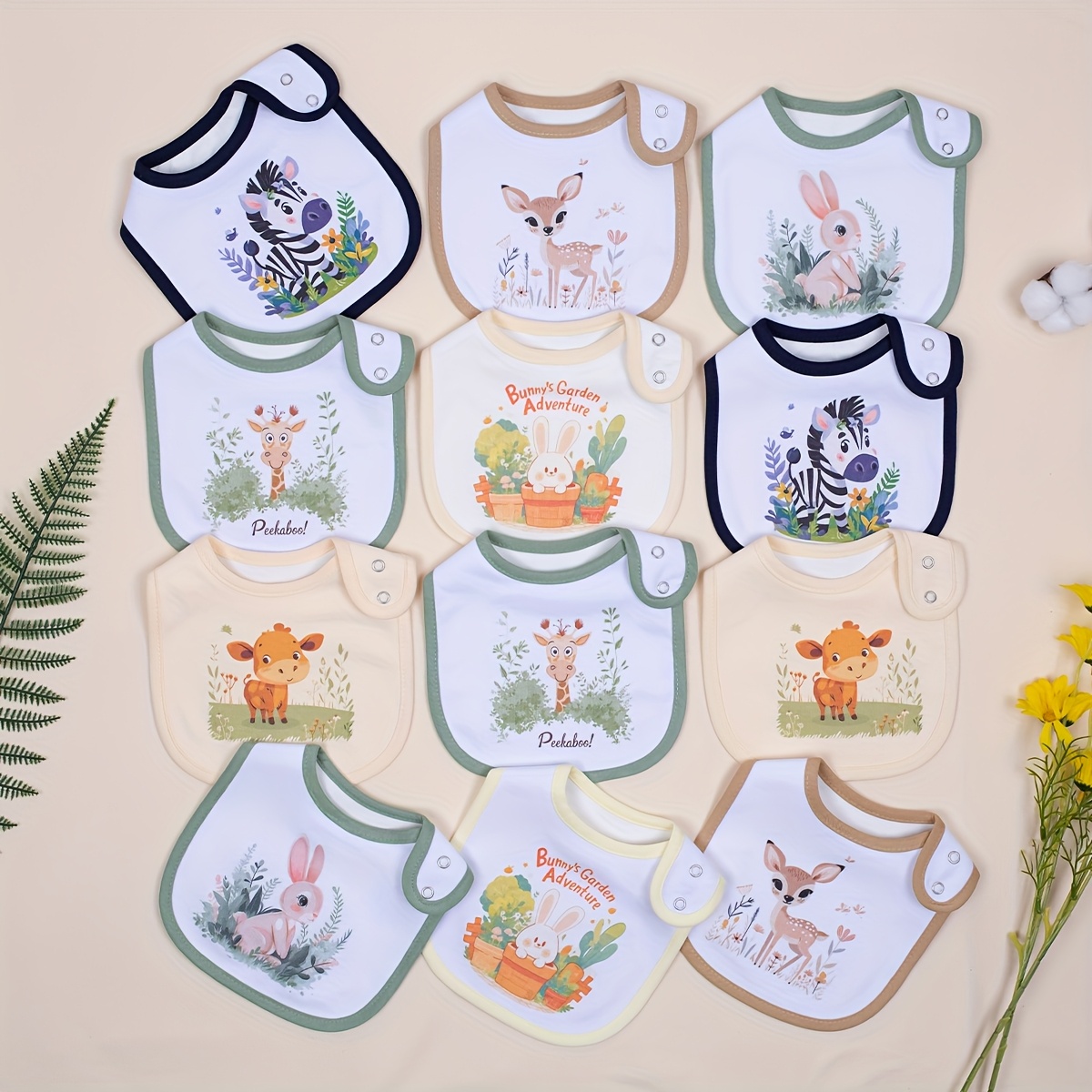 

12-pack Cartoon Print Baby Bibs For Boys And Girls, Waterproof With Adjustable Snap Closures, Ideal For Feeding, Nursing, Teething, And .