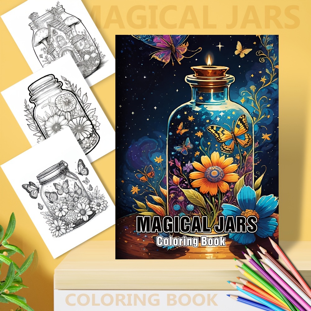 

1pc Magic Jars Coloring Book, 20+ , Therapy, Perfect Gift For Christmas & Birthdays, Crafts & Sewing Supplies, Drawing & Painting Paper, Book Style