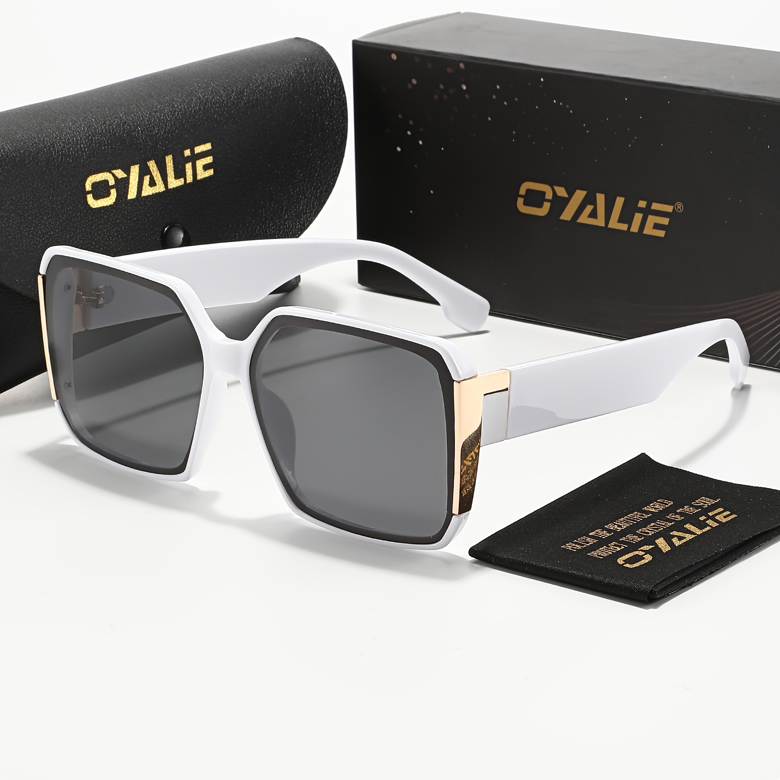 Image of Oyalie Large Frame Square Sunglasses, Premium Uv Protection, Slimming -faced Tool, Professional Uv400 Sunscreen , Travel Essential, High-quality Frame Lenses, Optional, To All Dressing