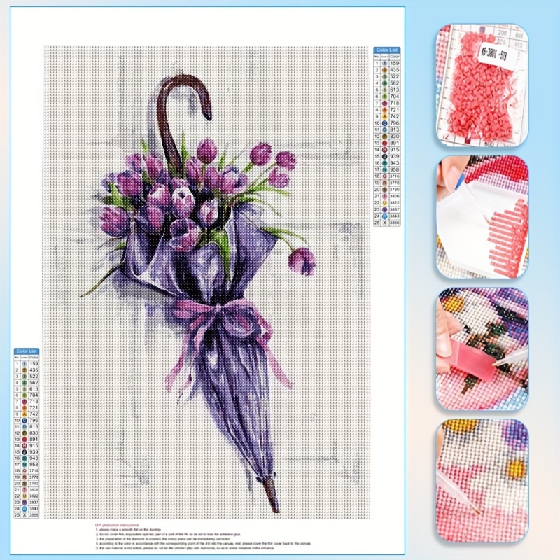 

1pc 5d Diy Artificial Full Round Diamonds Painting Set For Adults Beginners, Frameless Flowers Pattern Diamonds Art For Home Wall Decoration And Gift 30*40cm