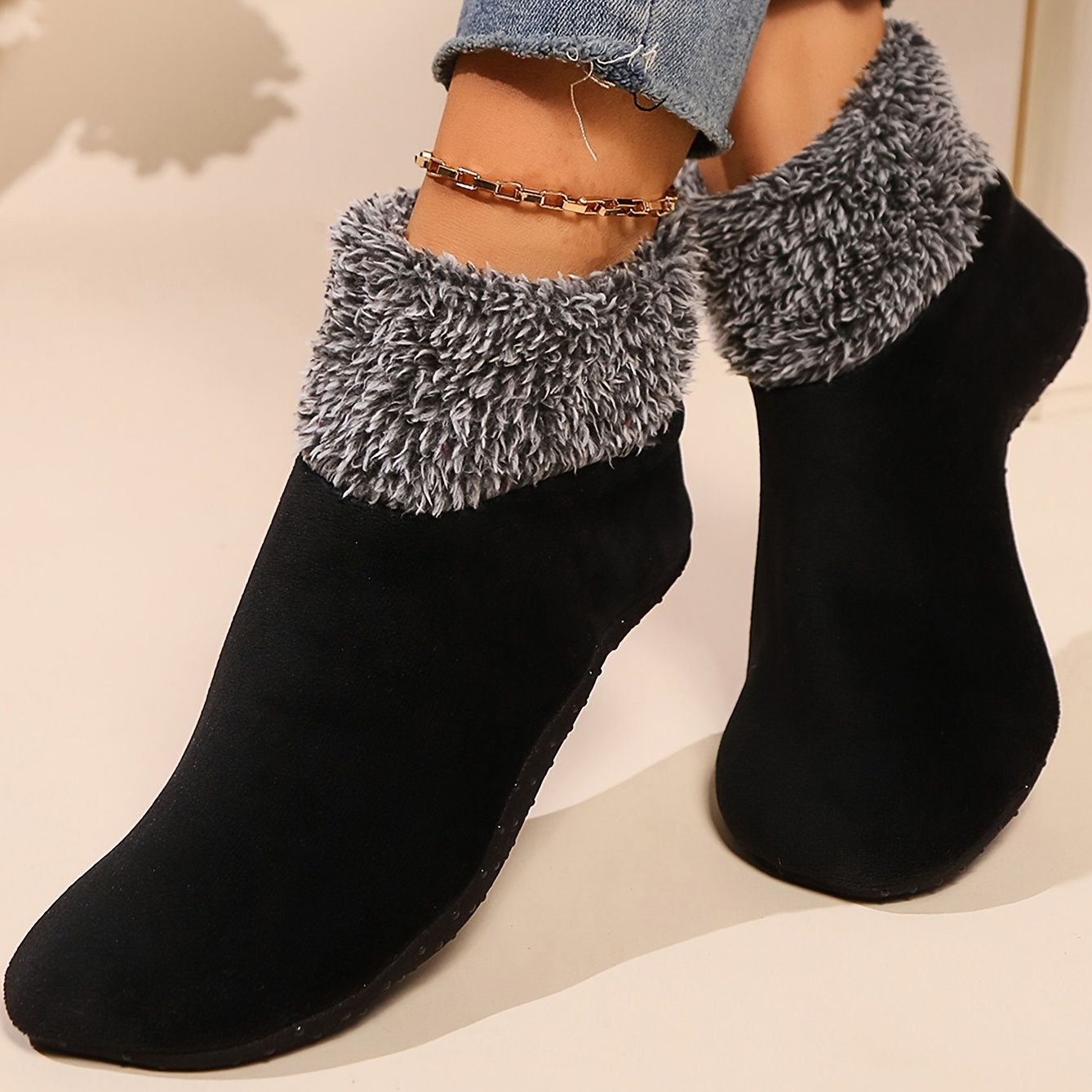 TEMU Floor Socks Non-slip Bottom Adult Adult Female Thickened Padded Warm High Socks Home Socks Carpet Socks Winter
