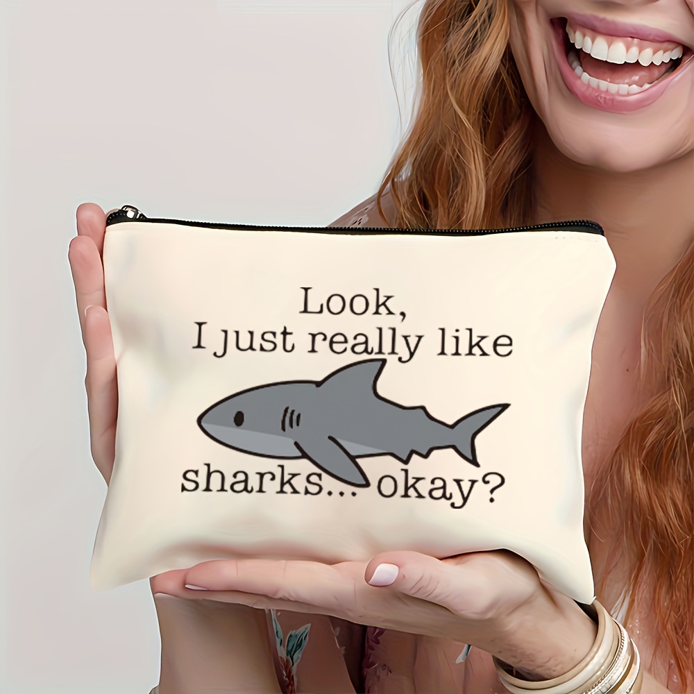 

Sharks,  Print Makeup Bag Zipper Bag, Travel Cosmetic Bag, Pen Bag, Stationery Supplies Bag, Multifunctional Bag, Gift