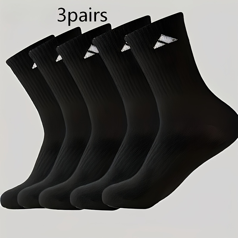 TEMU Lot de 3 paires de chaussettes unisexes de couleur aléatoire, chaussettes de sport longues à taille haute, chaussettes à bande de couleur unie