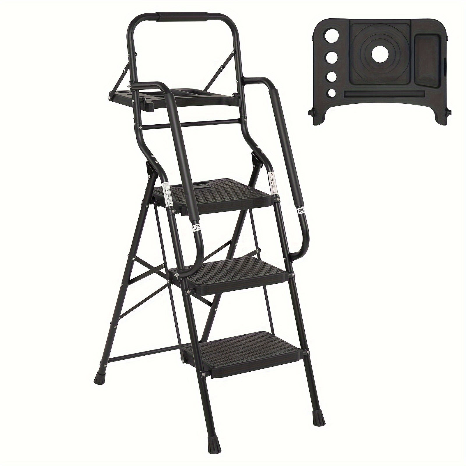 

Step Ladder With Handrails Folding Step Stool With Tool Plateform, 330 Lb Capacity For Adults Portable Ladder For Home Kitchen Steel Frame With Non-slip Wide Pedal