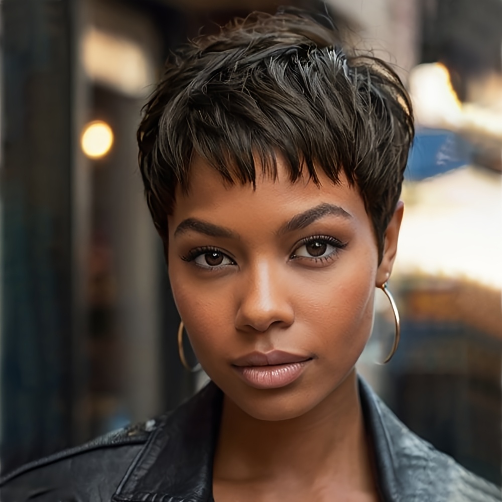 TEMU Synthetic Short Wigs For Women Colored Hair Wigs For Christmas Day Short Cut Bangs Wig For Woman Parties Wigs