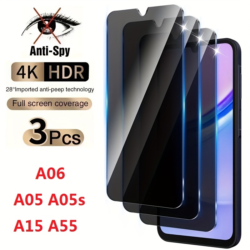 

3pcs Privacy Screen Protectors A06 A05 A05s A15 A55 A14 A13 A35 A54 A34 A52 A52s A53 S20 Fe S21 Fe S23 Fe 9h Hardness Shatterproof Full Coverage Anti-spy Tempered Glass Screen Films