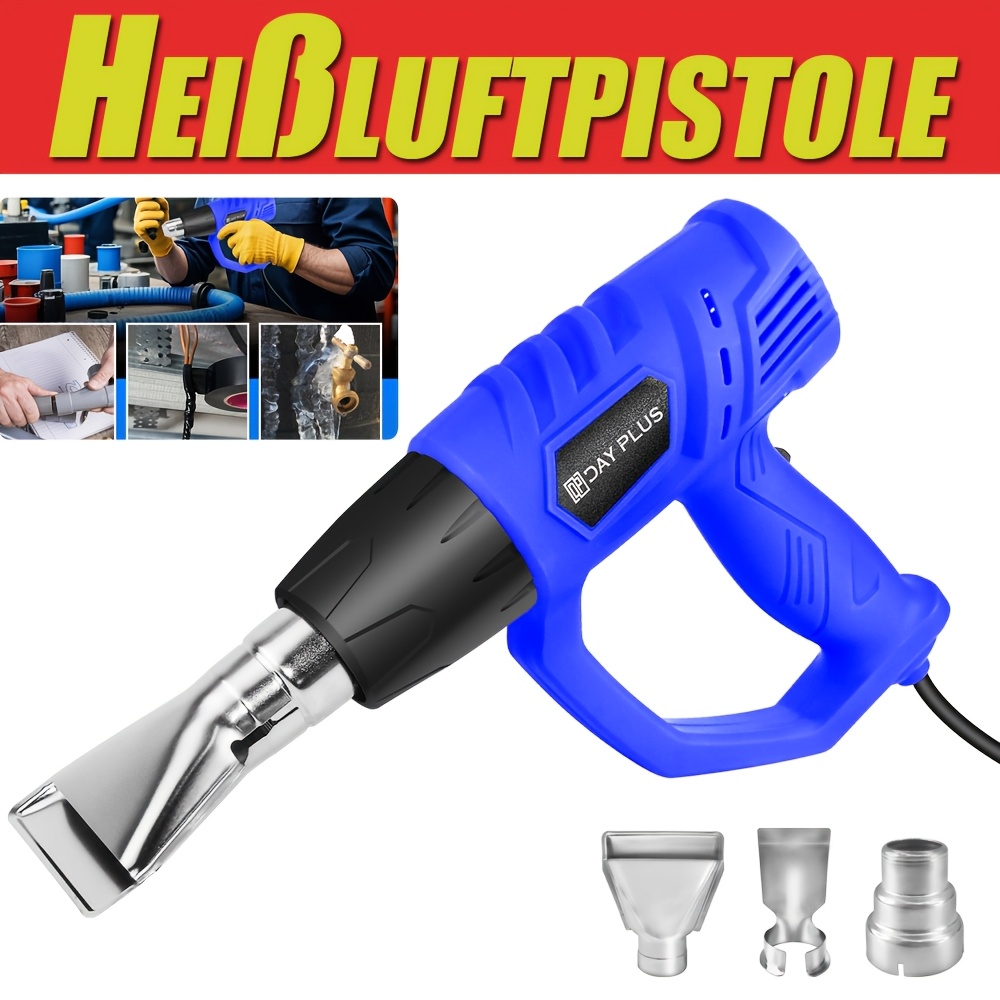 Image of Electric Heat Gun 2000w Fast Heating Mini Heat Gun Kit Variable Temperature Control With 3 Nozzles For Shrinking, Epoxy Resin, Heat Shrink Tubing