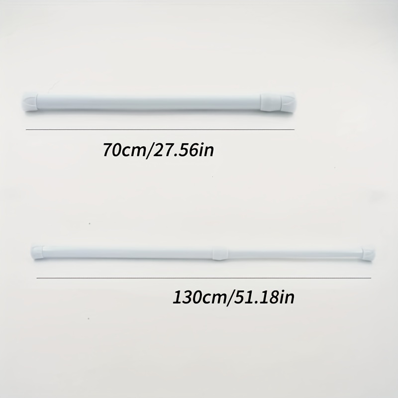 Image of 70-130cm White Telescopic Rod 1pc Kitchen Bathroom Bedroom No-drill Retractable Rod Shower Curtain Rod Roman Rod Curtain Rod Multifunctional Wardrobe Rod Door Curtain Rod Home Laundry Hanger