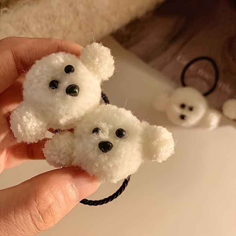 Image of 2pcs Cute Puppy Hair Ties, Women' Ponytail Accessories, High Elasticity Hair Bands, New Summer Hairstyles