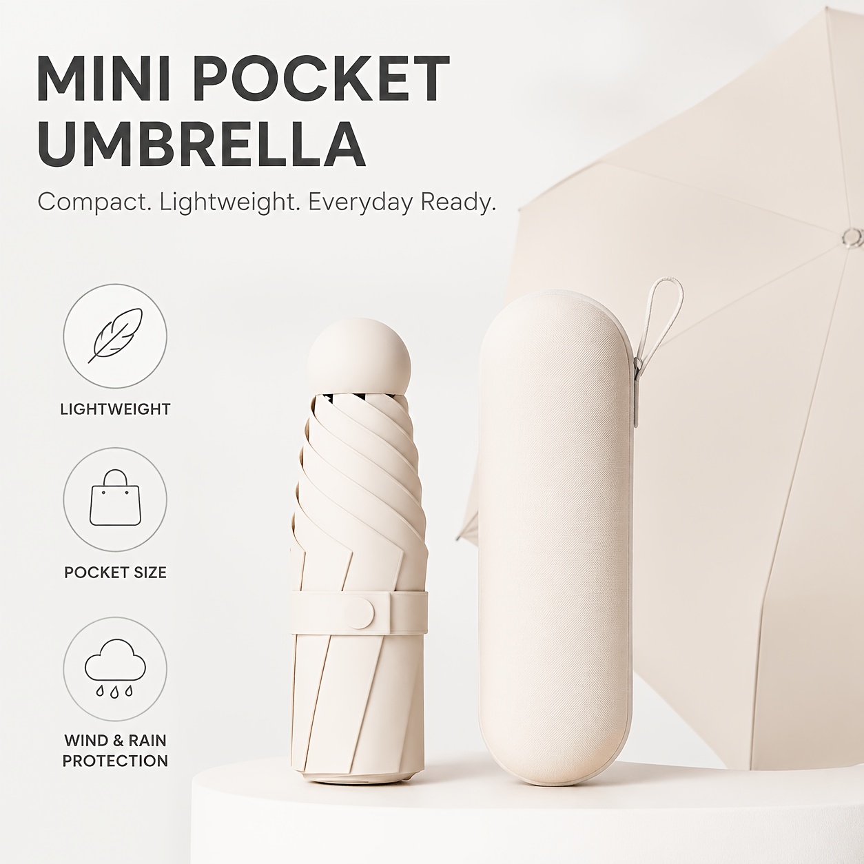 TEMU Lightweight Portable Foldable , 6-rib Manual Opening & Closing, Compact And Easy To Carry, High-quality Durable Fabric, Umbrella For Travel And