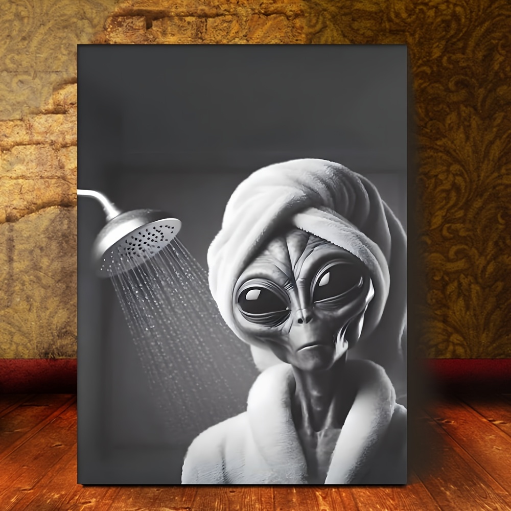 

In Bathrobe Canvas Wall Art, 11.8x15.7 Inch Painting With Wooden Frame - Living Room And Bedroom Decor, Valentine's Day And New Year Gift, Decor