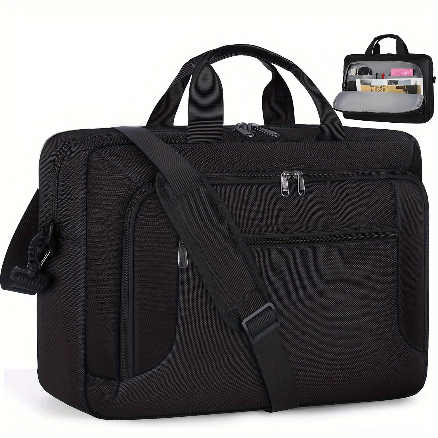 TEMU Dakuly Laptop Bag 17.3 Inch Laptop Briefcase Large Laptop Case For Men Women Work Computer Bag 17 Inch Adjustable Shoulder Messenger Bag, Black