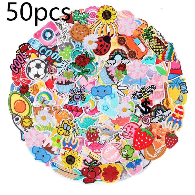 TEMU 50 pz Toppe Ricamate Termoadesive per Zaini, Toppe per Abbigliamento, Borse, , Giacche, Decorazioni, Toppe Colorate, Applicazioni da Cucire per