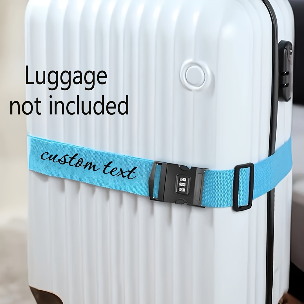 TEMU {personalization} Printcustomizable Luggage Straps With Personalized Id Tags - Anti-theft Adjustable Belt, Durable Luggage Straps, Closure,