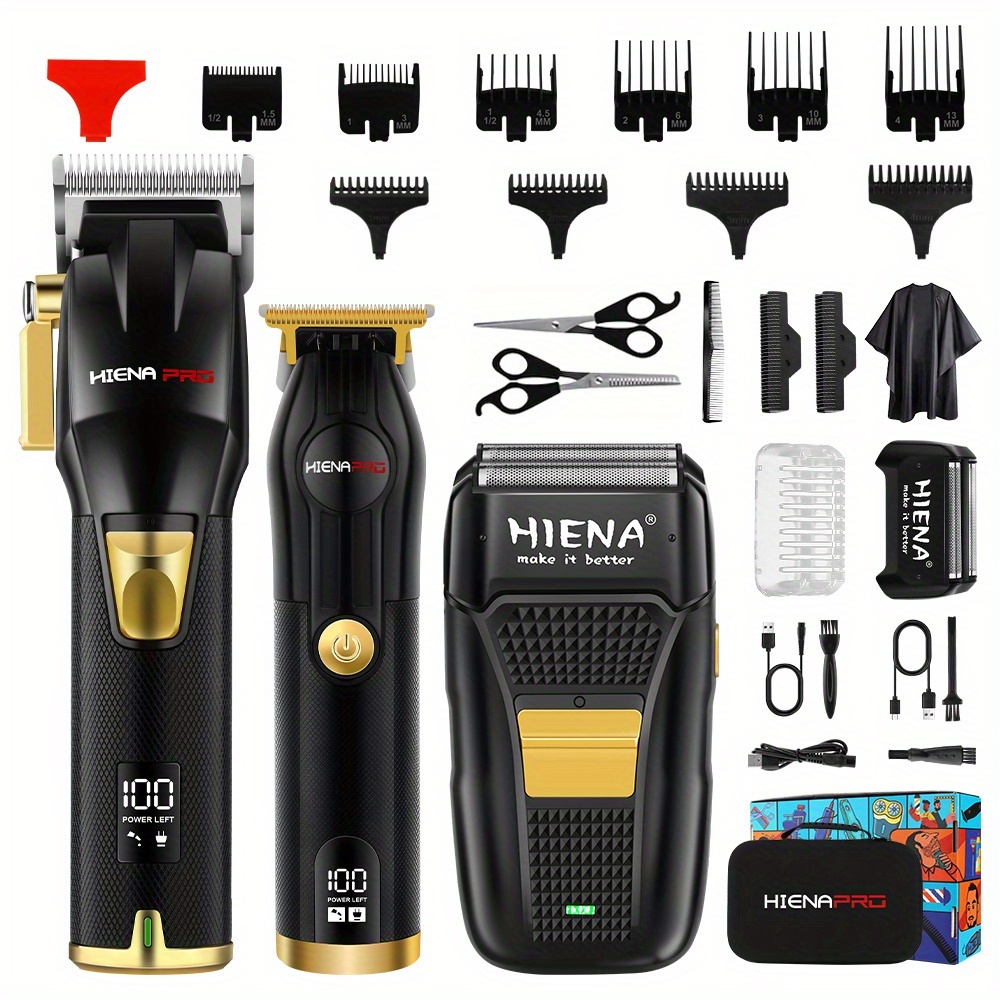 TEMU 3pcs/set Professional Men's Electric Hairdresser Set, Usb Rechargeable Cordless Hairdresser, Beard Trimmer For Barbers And Stylists, Men's