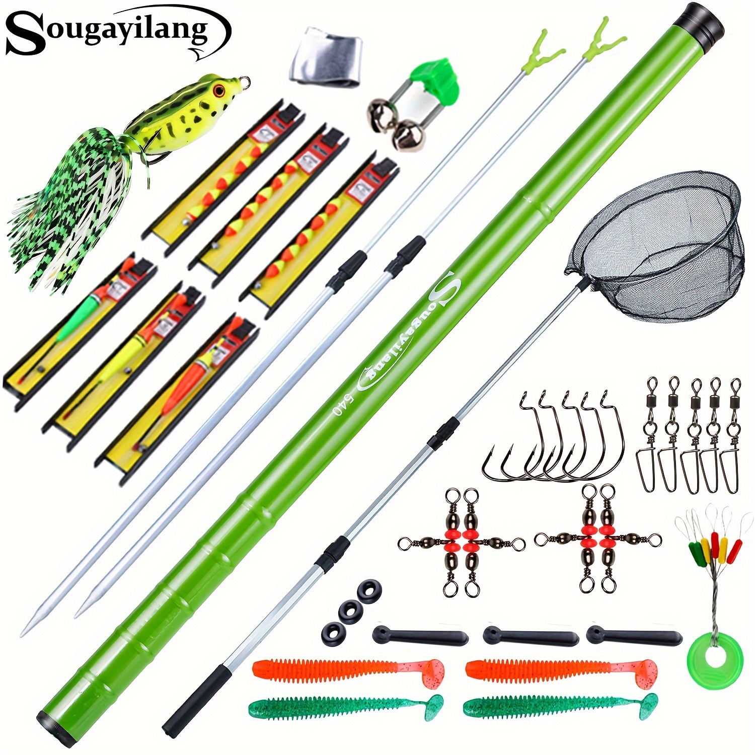 Sougayilang Fishing Tackle Set Beginner Fishing Rod Landing - Temu