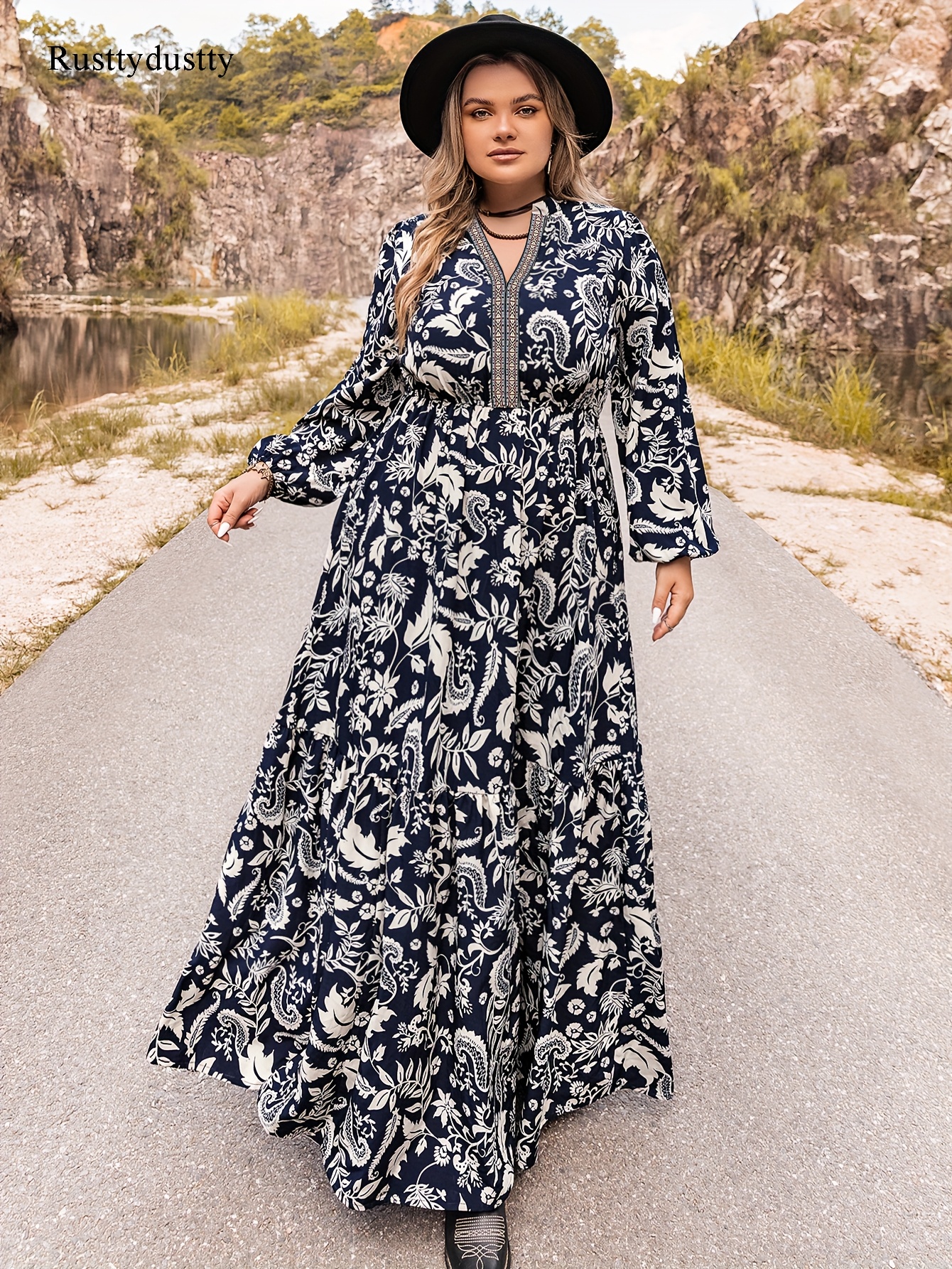 robe maxi bohème taille col manches longues Temu Switzerland