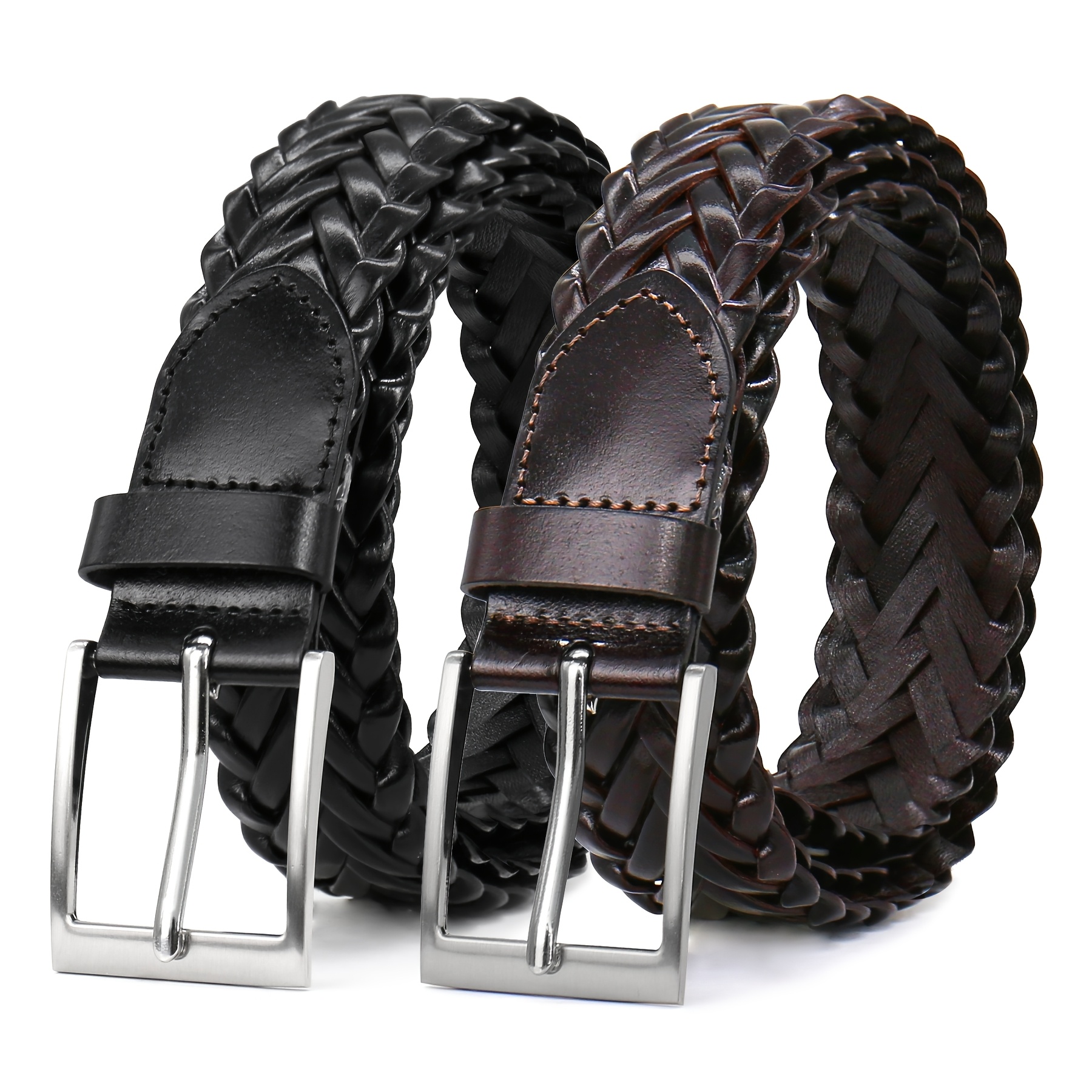 braided leather belt sold on Temu United States display picture 1