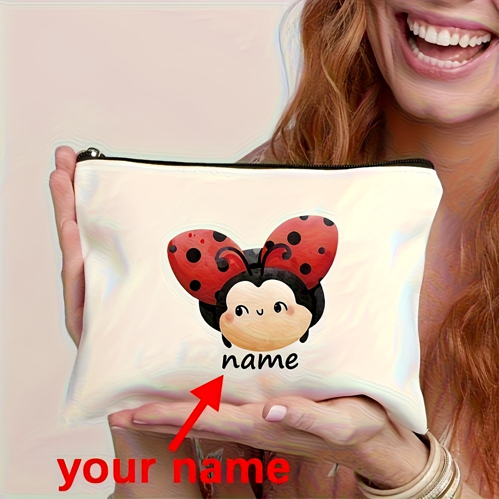 TEMU Bolsa de Maquillaje Personalizable con Colorida - para Personalizado, Diseño de Dibujo Animado, Colorida con Manchas y Negras, Bolsa de