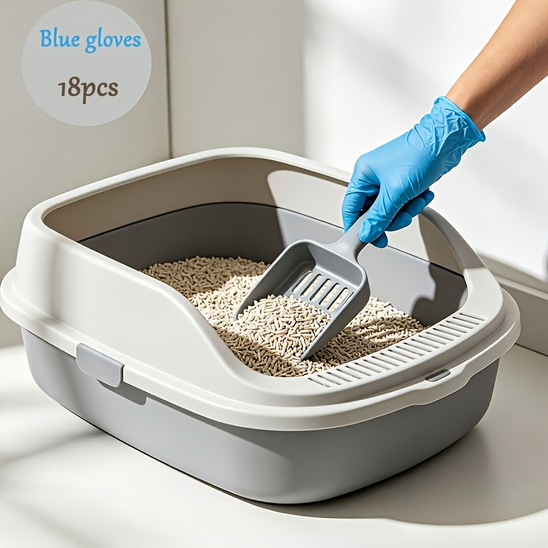 TEMU Blue Disposable Nitrile Gloves, Household Organizing Assistant, Skin-friendly With Wrist Protection, Household Cleaning Gloves, Packaged In A