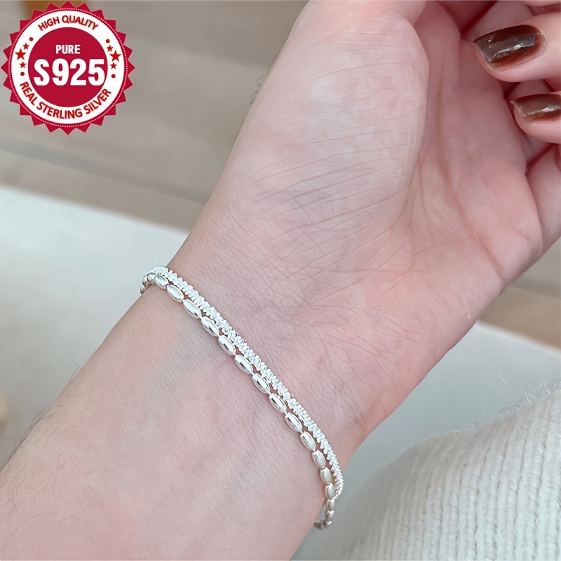 925 Silver Double Layer Galaxy Bracelet Stackable Wrist Jewelry